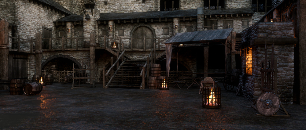 medieval castle courtyard